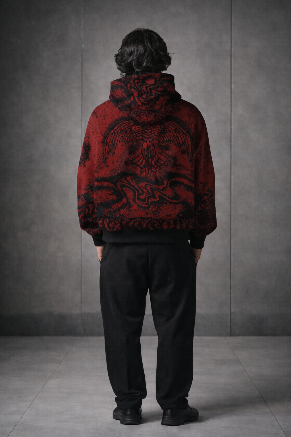 Jatayu Kalamkari Hoddie- Embroidery Red